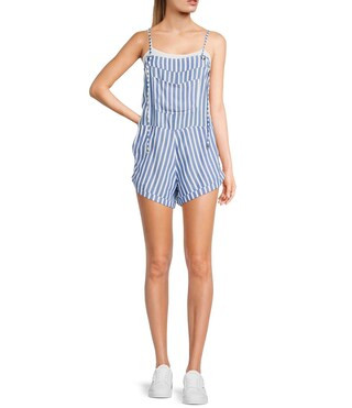 Sleeveless Square Neck Striped Romper | Dillard's