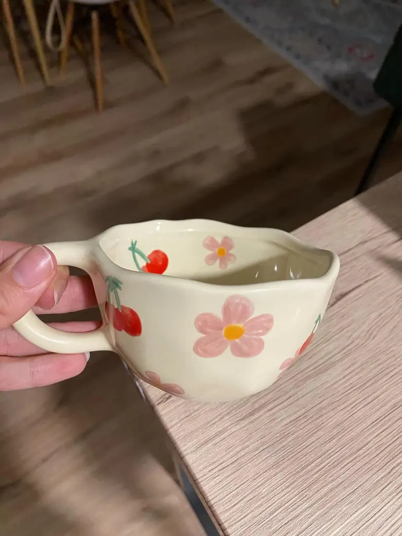 Hand-pinched/handmade Irregular Flower Ceramic Mugs for Coffee,tee - Etsy | Etsy (US)