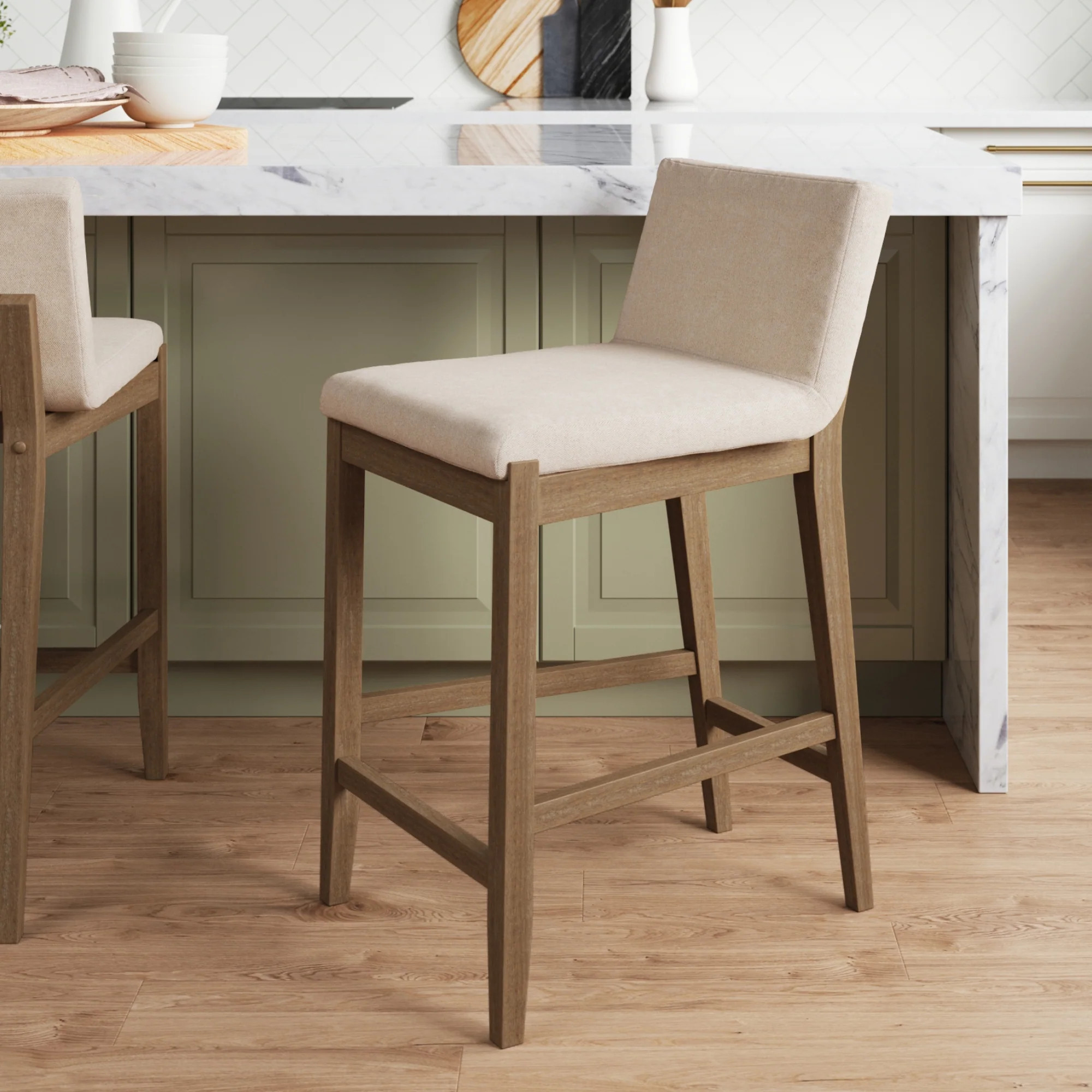Wood Upholstered Counter Height Bar Stool | Nathan James