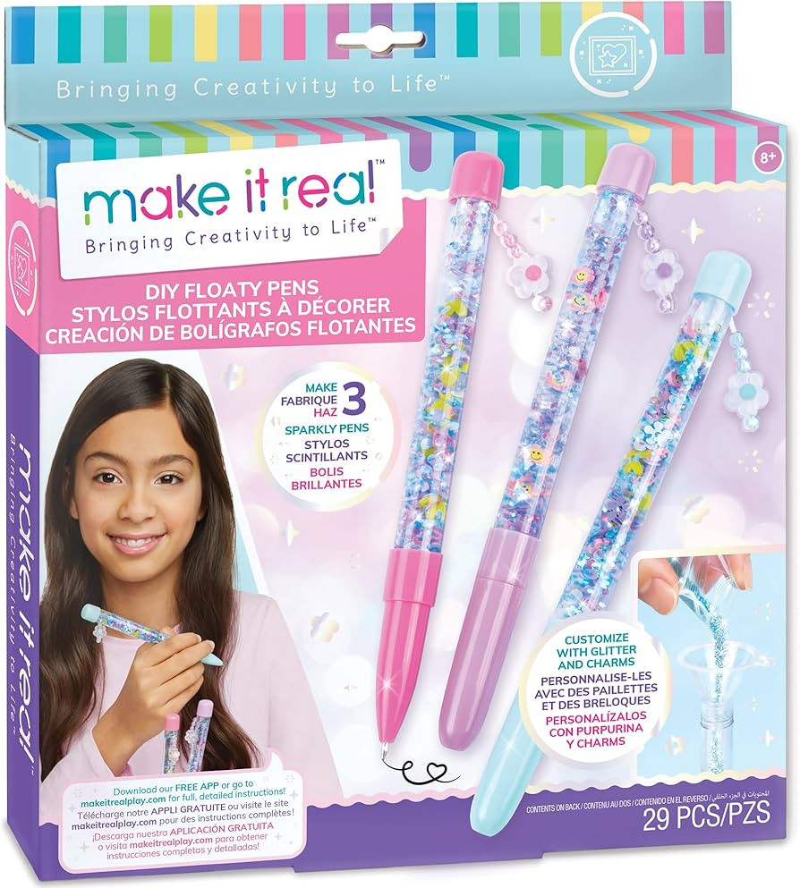 Make It Real DIY Floaty Pens Kit - Create 3 Sparkly, Customizable Pens with Glitter & Charms - Fu... | Amazon (US)