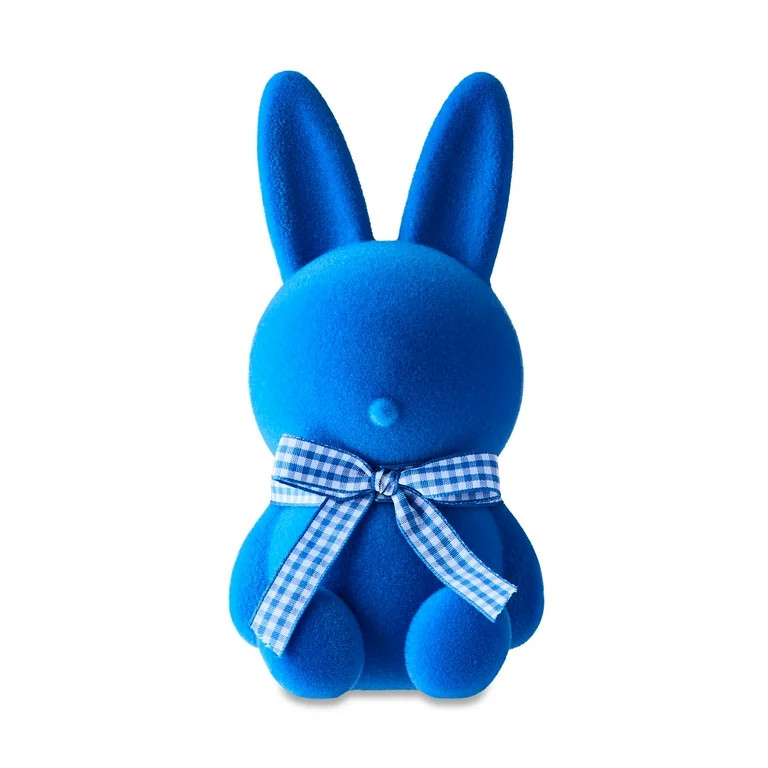 Easter Blue Flocked Bunny Decor, 7 in, by Way To Celebrate | Walmart (US)