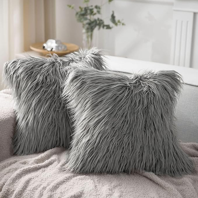 Phantoscope Pack of 2 Faux Fur Throw Pillow Covers Cushion Covers Luxury Soft Decorative Pillowca... | Amazon (US)