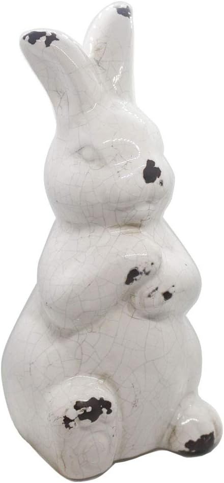 realideas Antique White Bunny Ceramic Rabbit Statue Easter Spring Decoration with Distressed Rust... | Amazon (US)