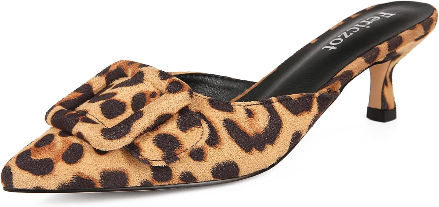 Fericzot Mule Slippers for Women,Slingback Buckle Pumps Pointed Toe Kitten Heels Shoes Slides Bac... | Amazon (US)