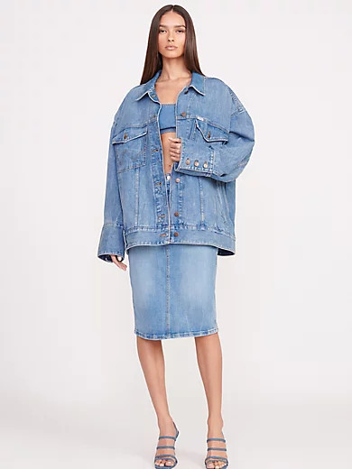 Wrangler + STAUD The Biggest Jean Jacket in Mid Blue | Wrangler