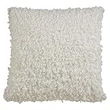 SARO LIFESTYLE Maeve Collection Poly Filled Faux Lamb Fur Throw Pillow, 18", Ivory | Amazon (US)