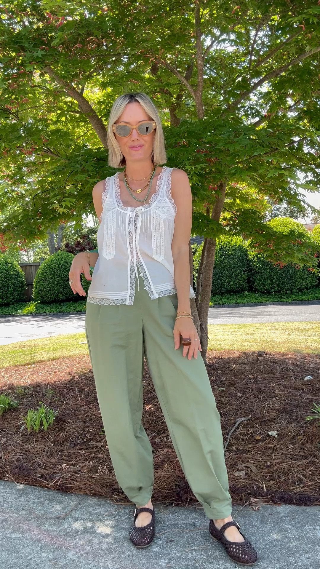 This jacket I’m in a XS and comes in green as well. The pants are linked below in black but they come in green too so click that color and toggle to green. Amazon top with the lace is linked below! Xs in pants and top. Old navy jacket is 30% off

#LTKOver40 #LTKSaleAlert #LTKPetite