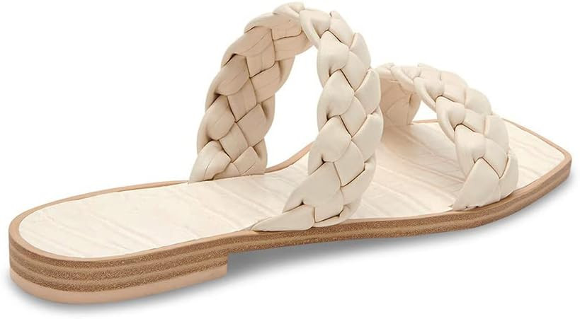 Trish Lucia Women's Square Open Toe Flat Sandals Braided Strap Slip-on Slides Mules Woven Leather... | Amazon (US)