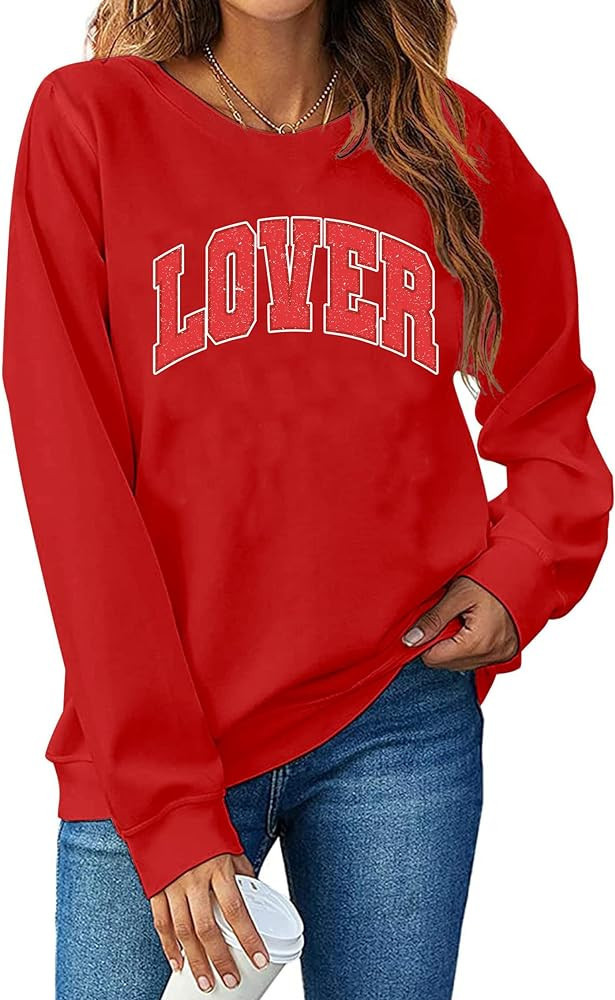 RUOOHEEYE Women Valentine's Day Sweatshirt Love Heart Grahic Print Shirt Casual Love Pullover Lon... | Amazon (US)