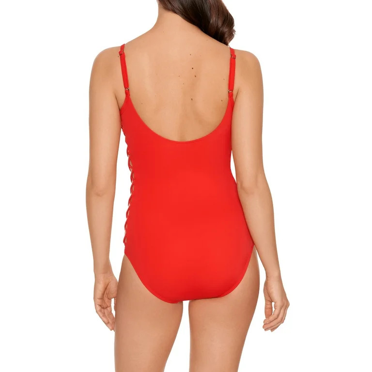 Time and Tru Women’s and Women's Plus Side Lace Up One Piece Swimsuit - Walmart.com | Walmart (US)