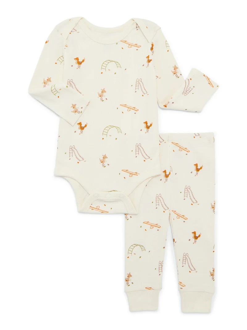 Bliss by Garanimals Baby Boys or Girls Ribbed Cotton Bodysuit and Leggings Set, 2-Piece, Sizes 0-... | Walmart (US)
