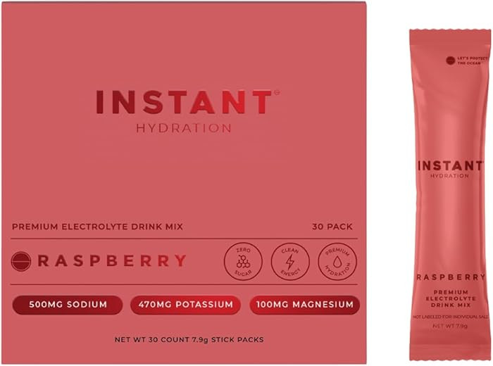 Instant Hydration Electrolytes Powder Packets - Raspberry Electrolyte Drink Mix - Zero Sugar - Ke... | Amazon (US)