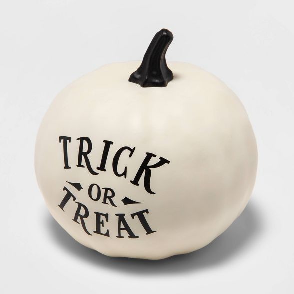 "Trick or Treat" Black/White Painted Pumpkin Halloween Decorative Sculpture - Hyde & EEK! Boutiqu... | Target