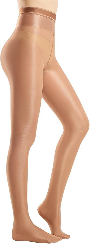 Yilanmy Shiny Pantyhose for Women Shimmer Tights Ultra Oil Glossy Stockings 70D Brown Dance Jazz ... | Amazon (US)