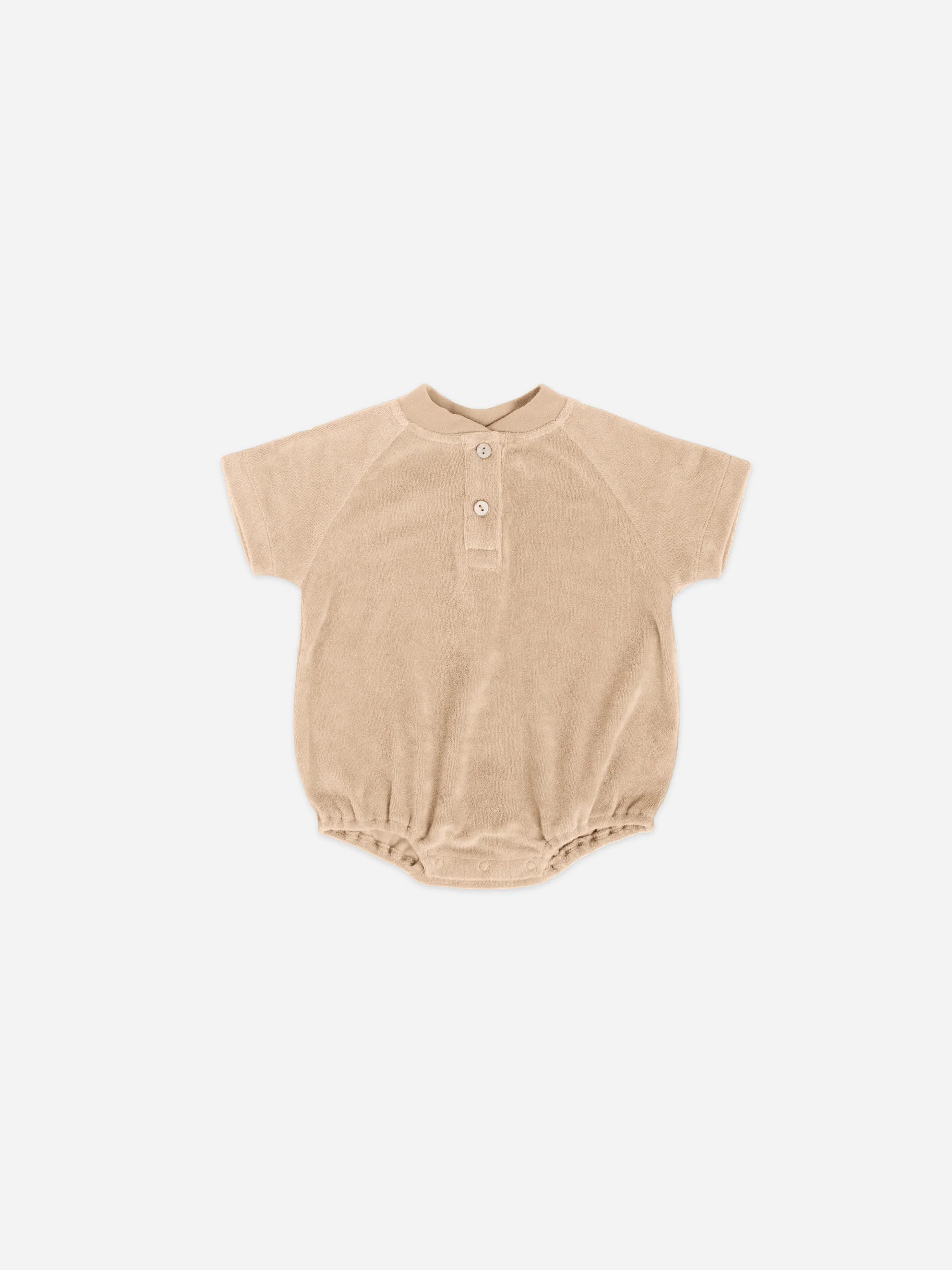 terry henley romper | apricot | Quincy Mae