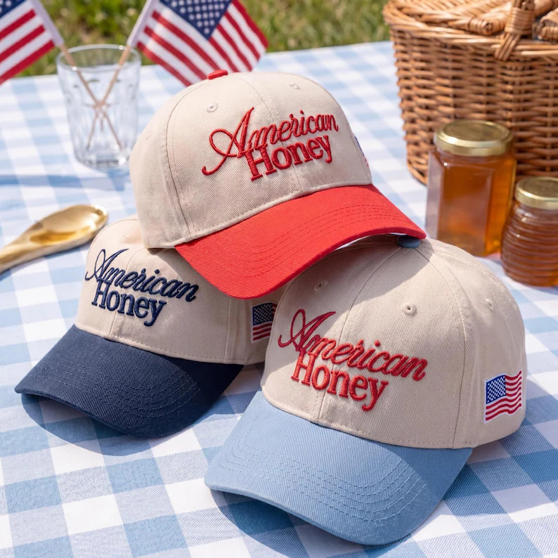Embroidered American Honey Hat, Americana Patriotic Baseball Cap, Country Girl Aesthetic Hat, Fou... | Etsy (Global)