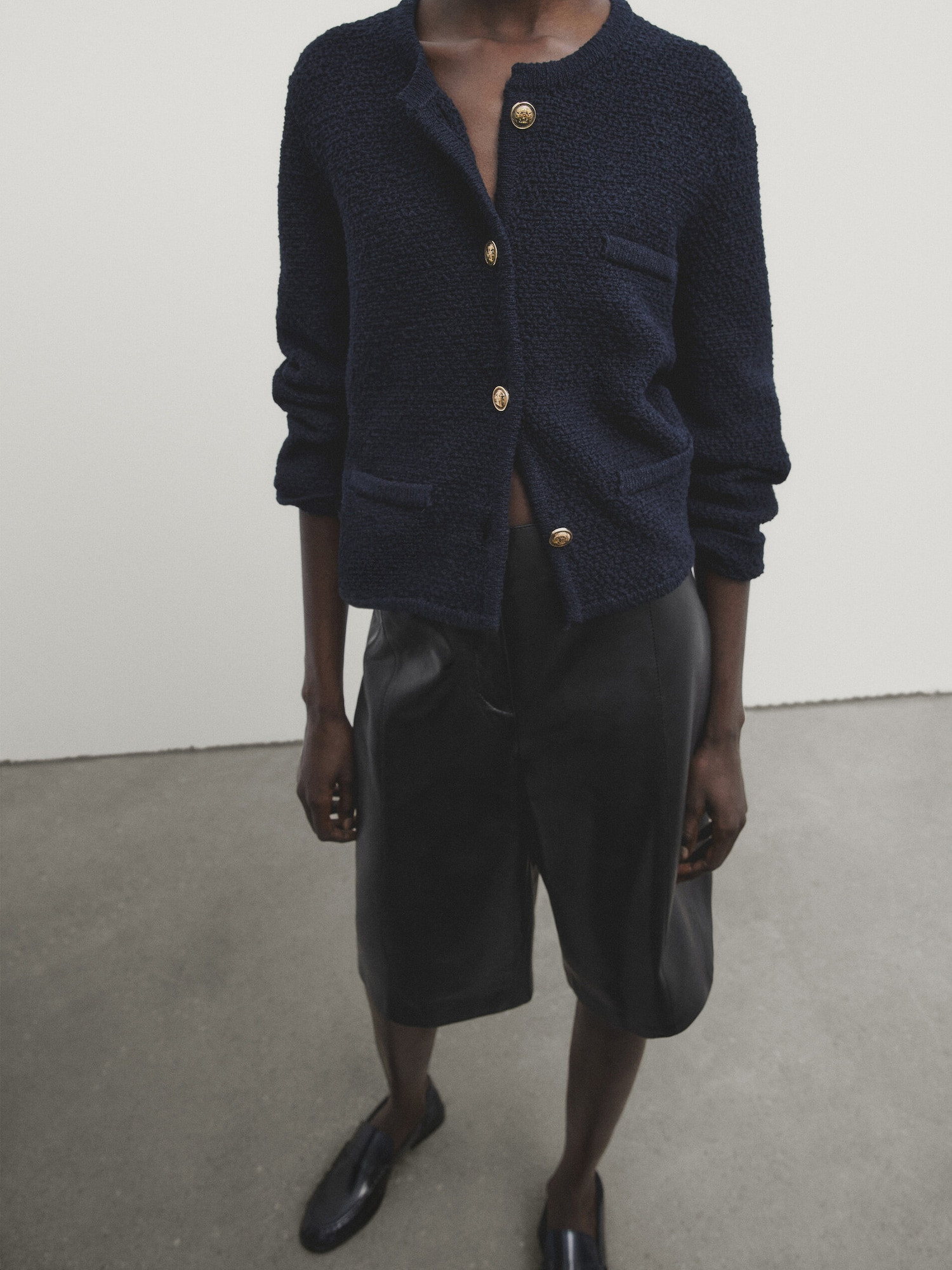 Textured knit cardigan with pockets | Massimo Dutti US