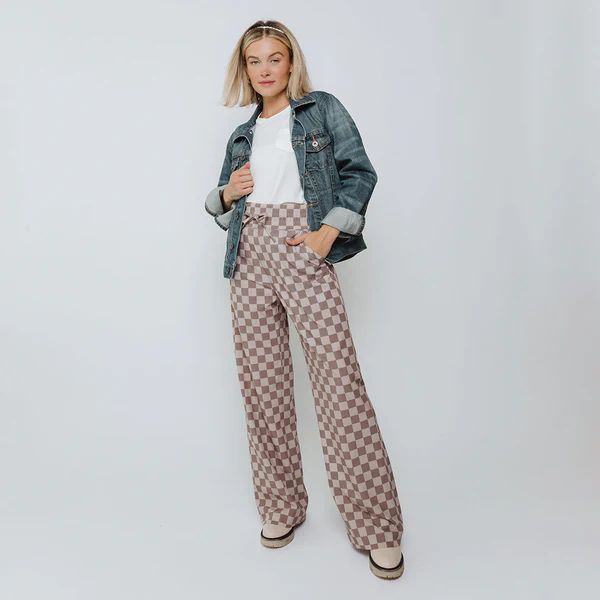 Audrey Trouser, Brown Checkers | Albion Fit