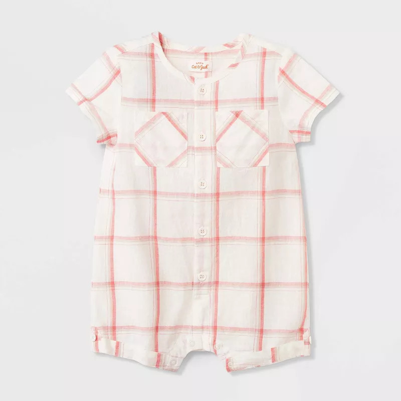 Baby Plaid Romper - Cat & Jack™ Cream | Target