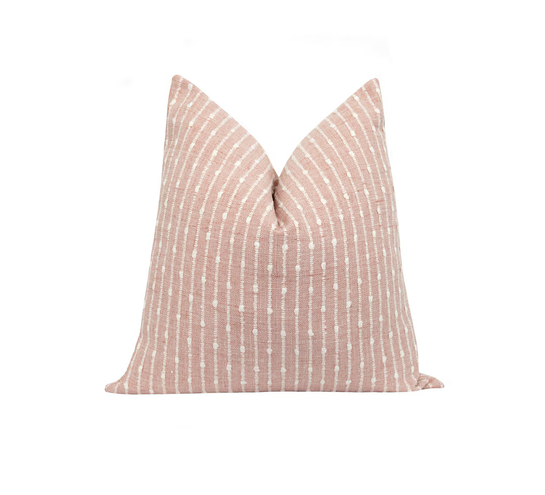 Blush Pillow Cover, Double Sided Woven Throw Pillow, Textured Blush Pink Pillow Cover, 18 20 22 S... | Etsy (US)