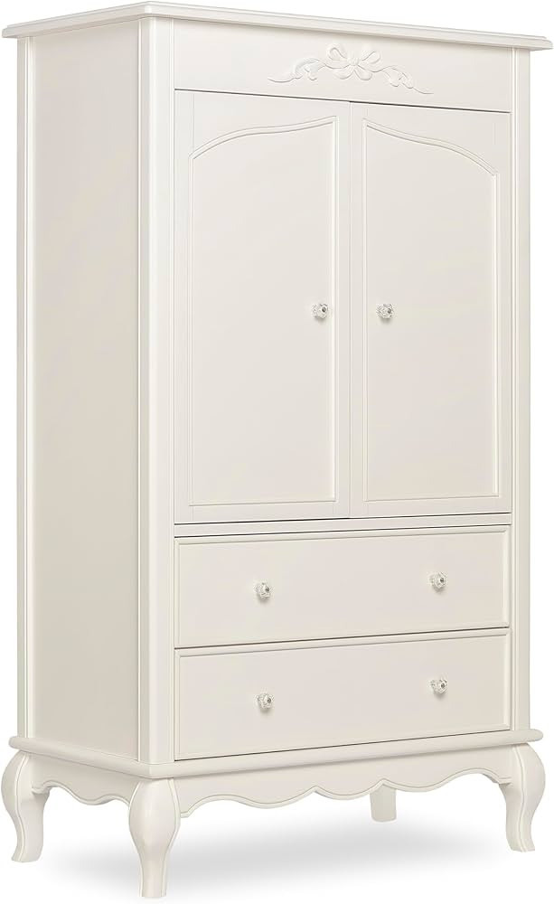 Evolur Aurora Armoire in Ivory Lace, Comes Fully Assembled, Built of Kiln-Dried Hardwood, Two Lar... | Amazon (US)