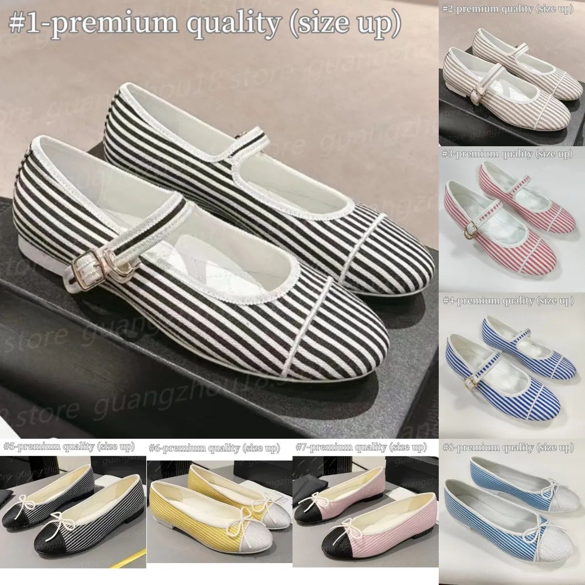 10A Premium Designer Ballet Shoes with Stripe Women's Summer Shoes with Bow Elegant Style for Par... | DHGate