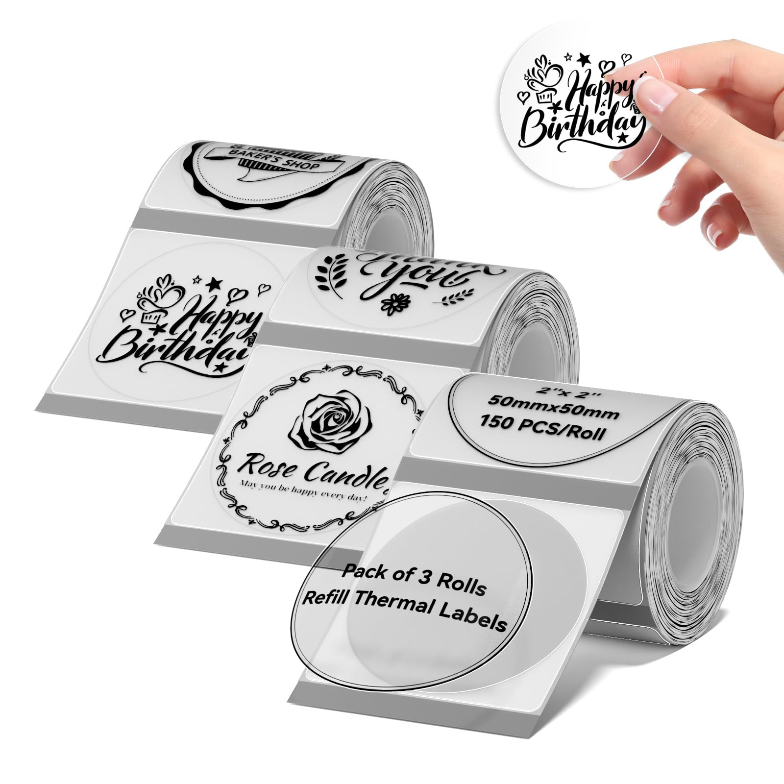 3 Rolls Round Clear Labels for NIIMBOT B1 B21 B3S K3 Label Maker, 2'' x 2'' (50x50mm) Printer Lab... | Amazon (US)