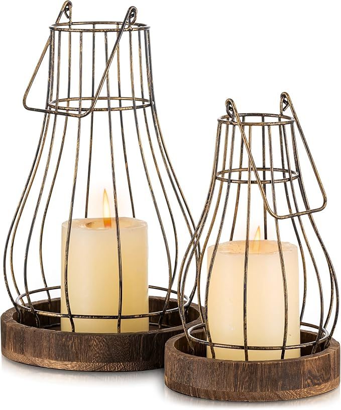 Romadedi Lantern Farmhouse Home Decor - Rustic Candle Holders Decorative Lanterns for Candle Livi... | Amazon (US)