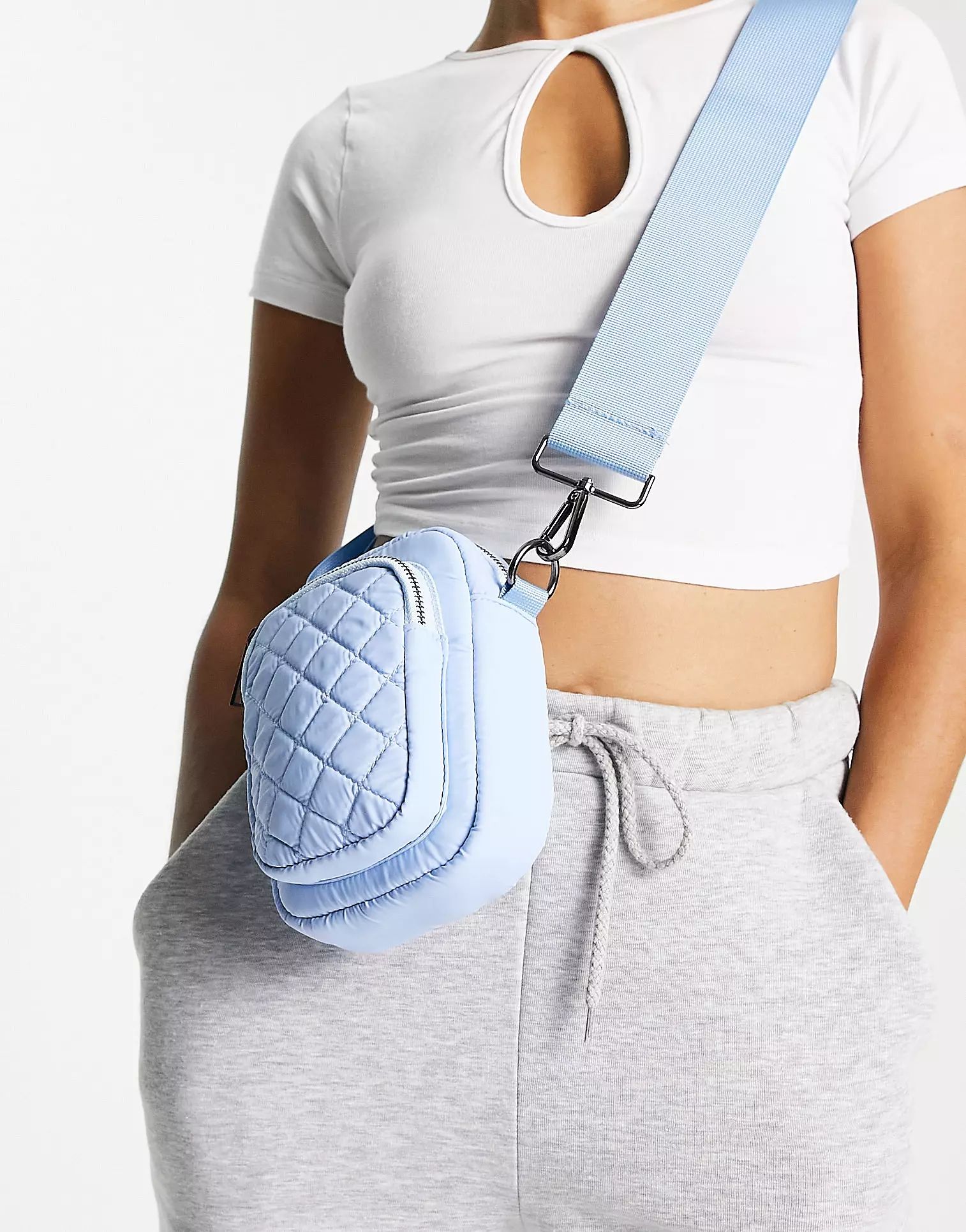 Threadbare cross body quilted bag in pastel blue | ASOS (Global)