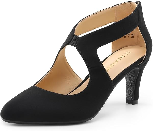 DREAM PAIRS Women's Pumps Closed Pointed Toe Kitten Heels | Amazon (US)