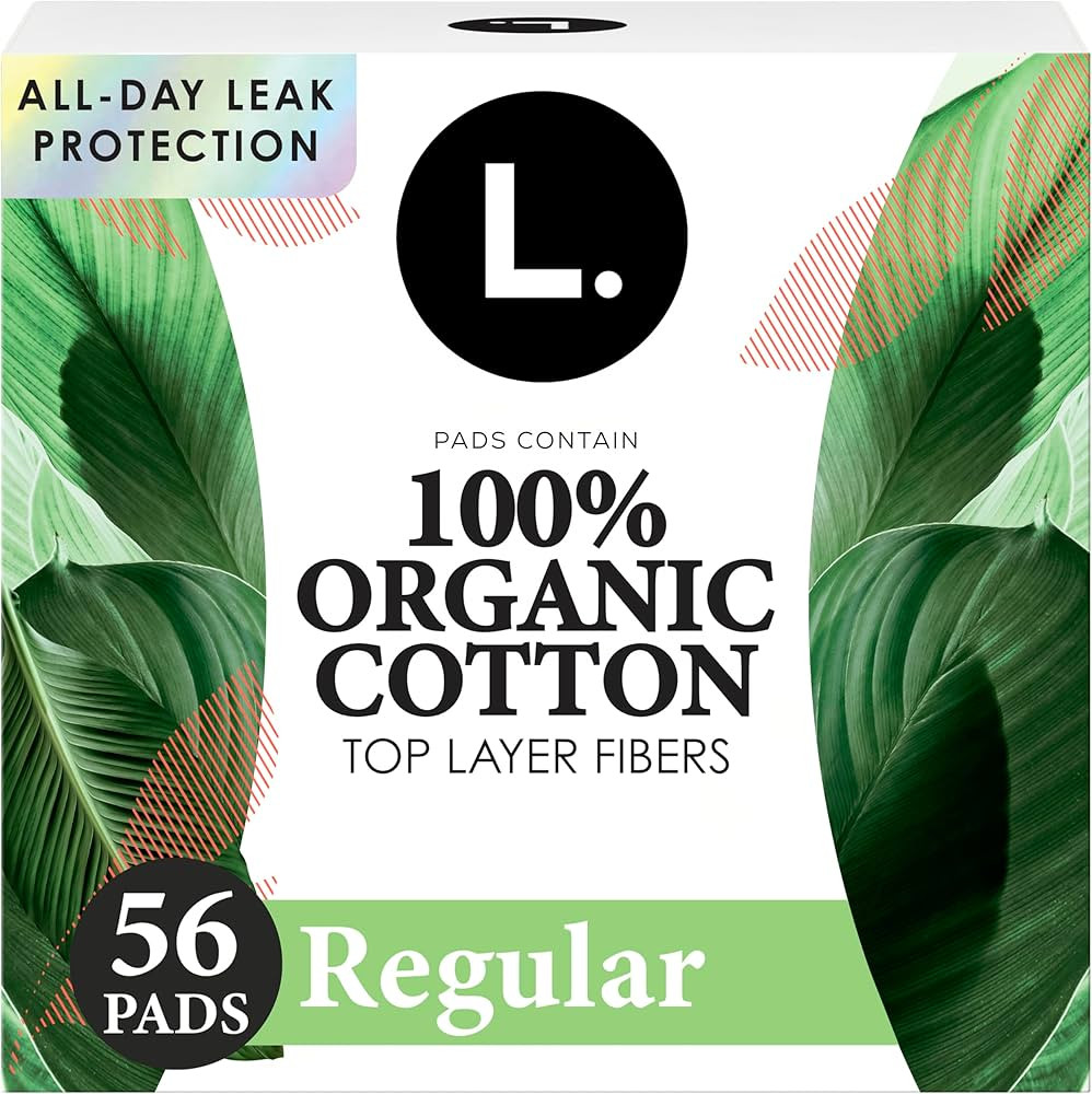 L. Ultra Thin Pads for Women, Regular Absorbency, Organic Cotton Top Layer, Unscented Pads with W... | Amazon (US)