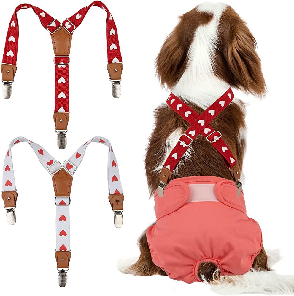 Pet Soft Dog Suspenders 2 Pieces Female Dog Diaper Suspenders for Dogs Diaper Keeper Suspender fo... | Amazon (US)