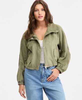 Women's Faux-Suede High Collar Utility Jacket, Macy's Exclusive | Macy's