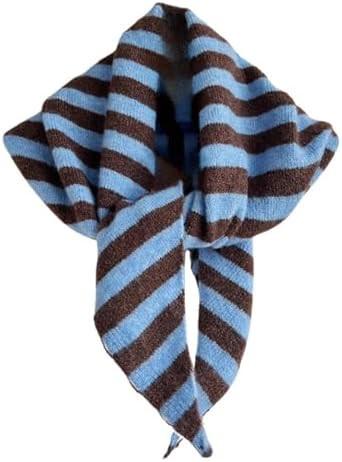 Knitted Triangle Scarf for Women Y2k Stripe Head Scarf Aesthetic Accessories Cottagecore Streetwe... | Amazon (US)