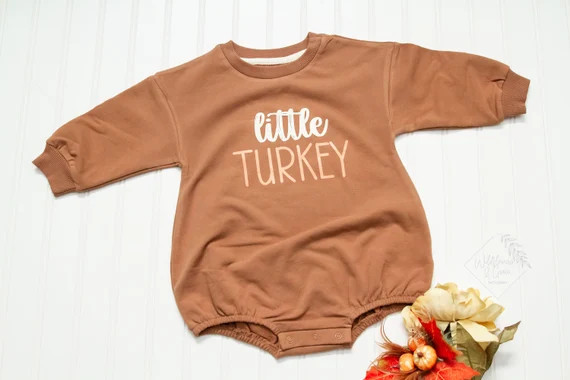 Little Turkeybubble Onesiesweatshirt Rompercrewneck - Etsy | Etsy (US)