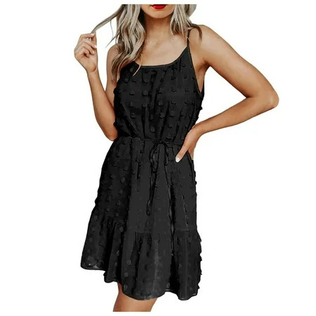 Yubnlvae Dresses For Women Fashion Women s Summers Casual Pleated High Waist Halter Short Dresses | Walmart (US)