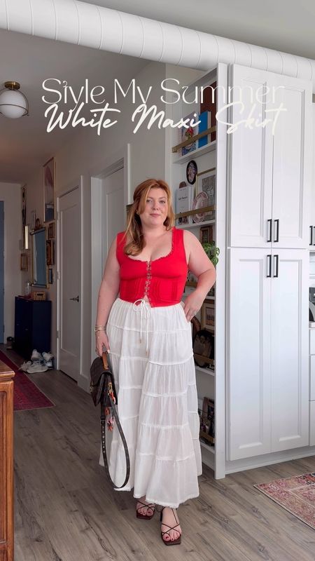 Styling @alexschinblogs closet for summer and I love this combo @freepeople corset top & white maxi skirt for a sexy casual look! And this red color is the most perfect shade of red for springs 

Curvy style, corset top, white maxi skirt, peasant skirt, summer outfit, casual outfit, casual summer style, casual OOTD

#LTKFindsUnder100 #LTKFindsUnder50 #LTKMidsize