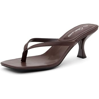 Shoe Land Kitten Heels for Women, Square Open Toe Thong Sandals, Slip On Heeled Sandals, Flip Flo... | Amazon (US)