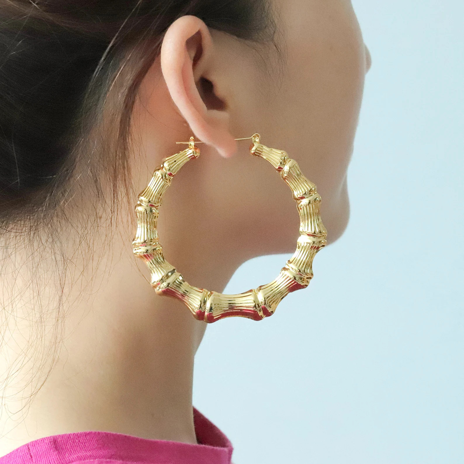 Bamboo Earring Hoop ,Small Medium Large Bamboo Hoop Earrings, Lightweight Bamboo Hoop Earrings, S... | Etsy (Global)