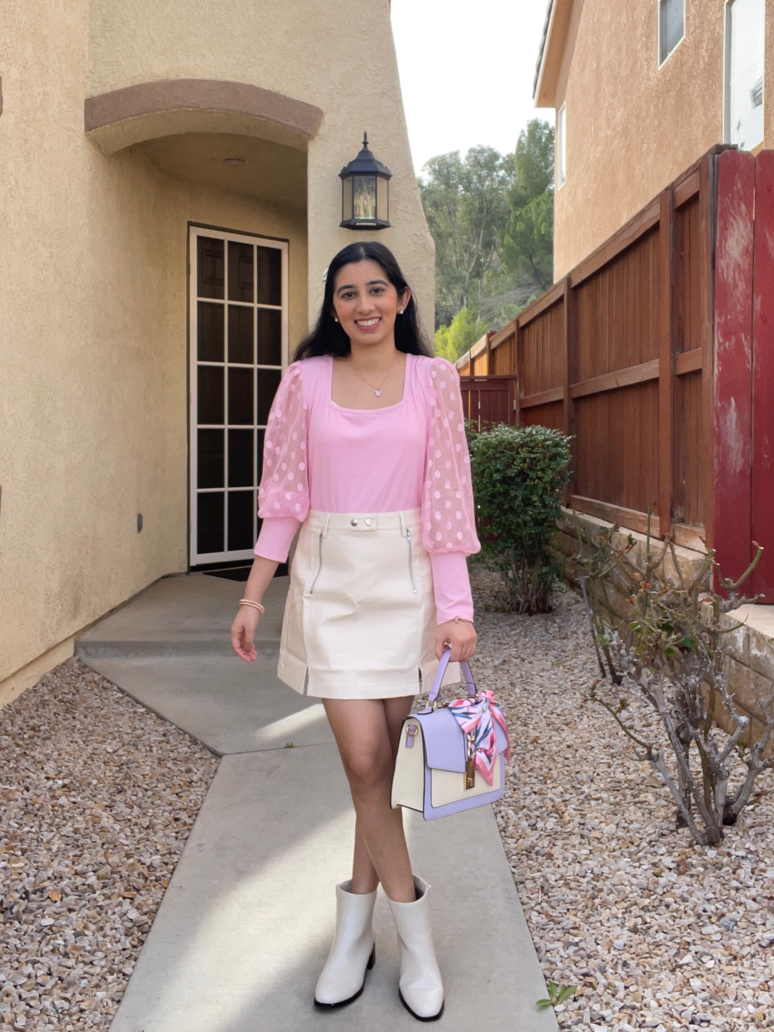 the most perfect outfit for Galentine’s Day, girls’ brunch or lunch, or a date night 🩷🤍

both the exact top and skirt are out of stock so I linked similar items. The top is actually available but the exact color is sold out  My purse was a TJ maxx find so I couldn’t link that either 🥲 