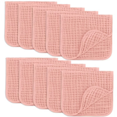 Muslin Burp Cloths Large 100% Cotton by Comfy Cubs (Bold Blush, Pack of 10) | Target