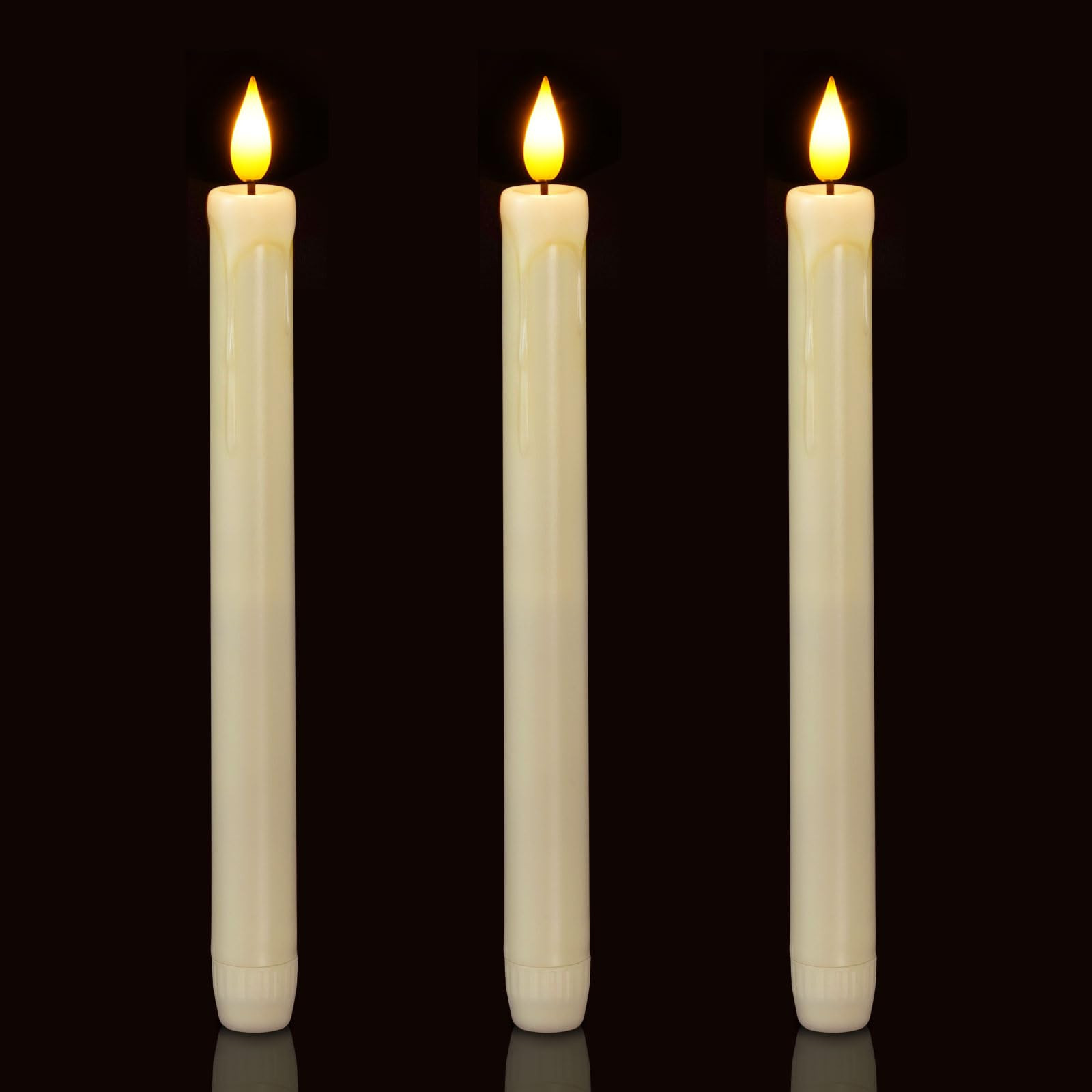 Homemory 3 Pack Flameless Taper Candles, No Remote, Realistic Flickering Battery Operated Candles... | Amazon (UK)