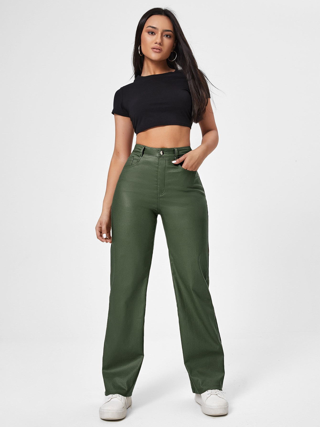 SHEIN Solid Straight Leg Jeans | SHEIN