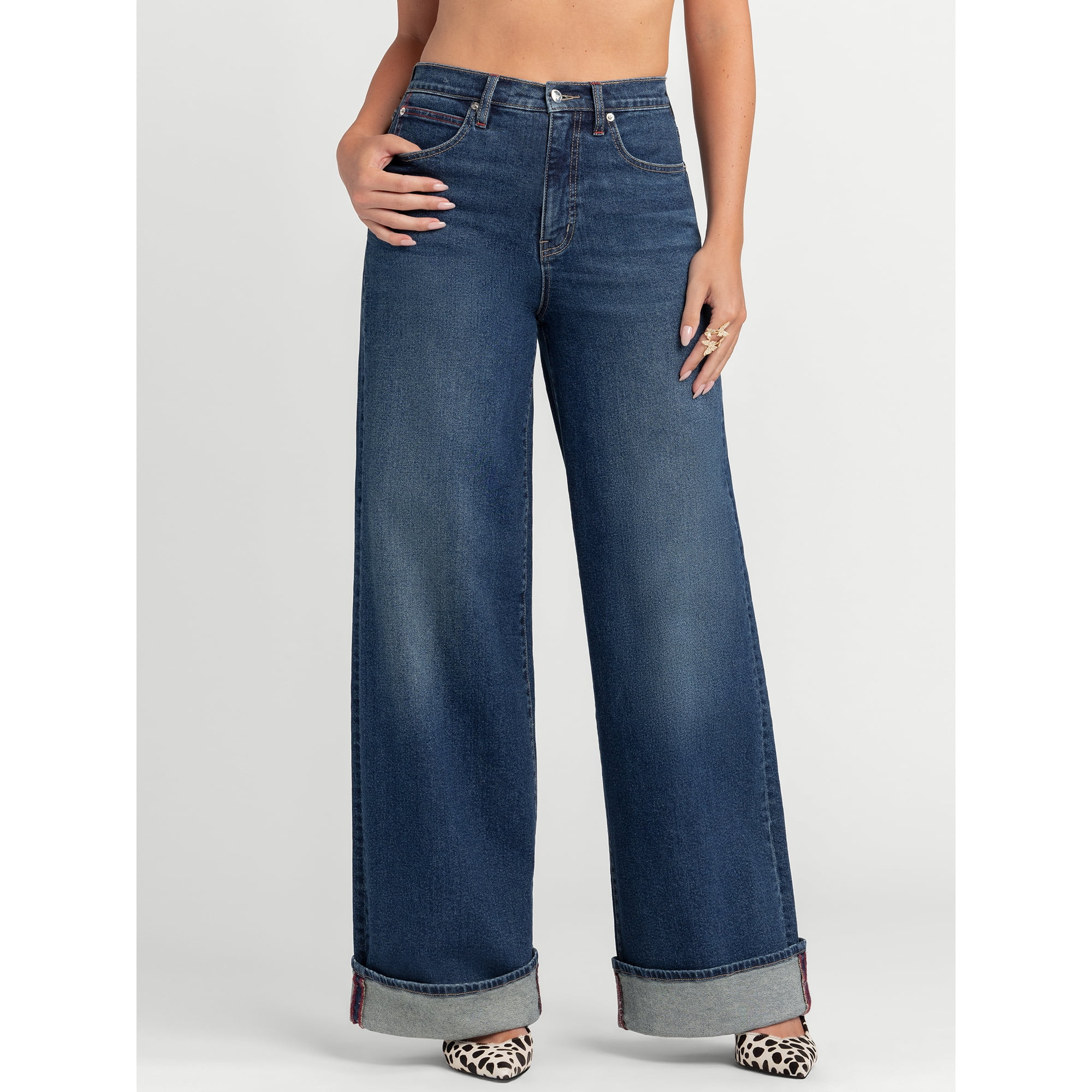 Jessica Simpson Women's and Women's Plus Freesia Wide Leg Jeans, 32" Inseam,Sizes 2-24W | Walmart (US)