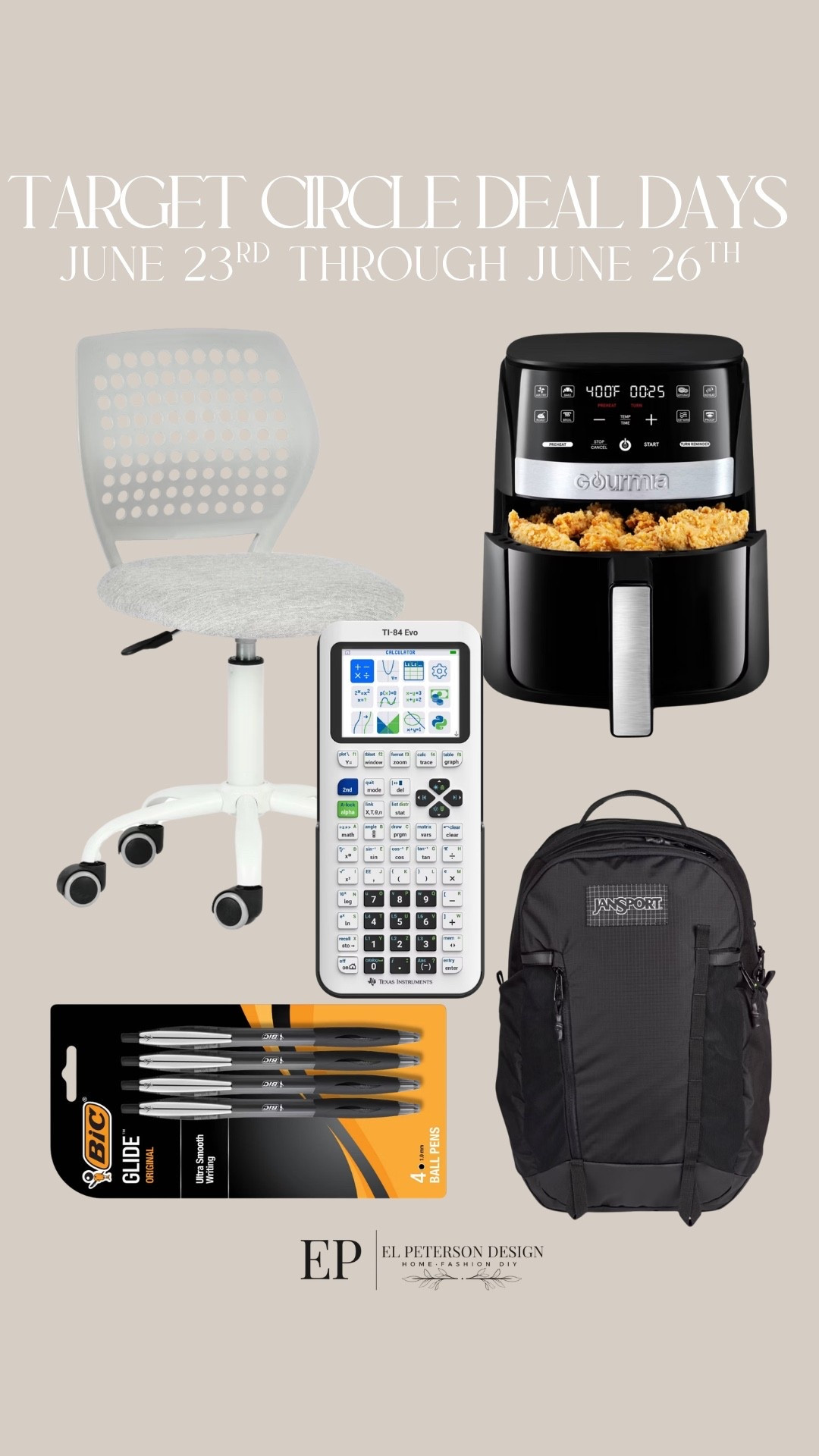 So excited to partner with @Target for Target Circle Deal Days! ❤️

We’re getting ahead of the back-to-college rush and checking off Gavin’s dorm essentials before move-in day. From a Nespresso machine (because coffee is definitely a college essential ☕️) to a Ninja air fryer that he uses all the time at home, we’re stocking up on the items he’ll actually use every day.
If you have a student heading off to college this year, now is the perfect time to shop and save on all those must-have essentials.

Target Circle Deal Days are happening from June 22nd through June 26th!

#Target #TargetPartner #AD #TargetCircleDealDays #BackToCollege #CollegeEssentials #DormRoomDecor #DormRoomFinds #TargetFinds #CollegeShopping

Office chair
Pens
Air fryer
Backpack
Calculator

#LTKSaleAlert