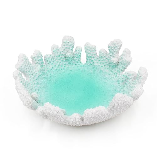 Turquoise Coral Textured Decorative Bowl,9.45" Medium Resin Decorative Centerpiece Bowl for Coastal Beach theme house table centerpiece decorations & Nautical decorations for coffee table | Amazon (US)