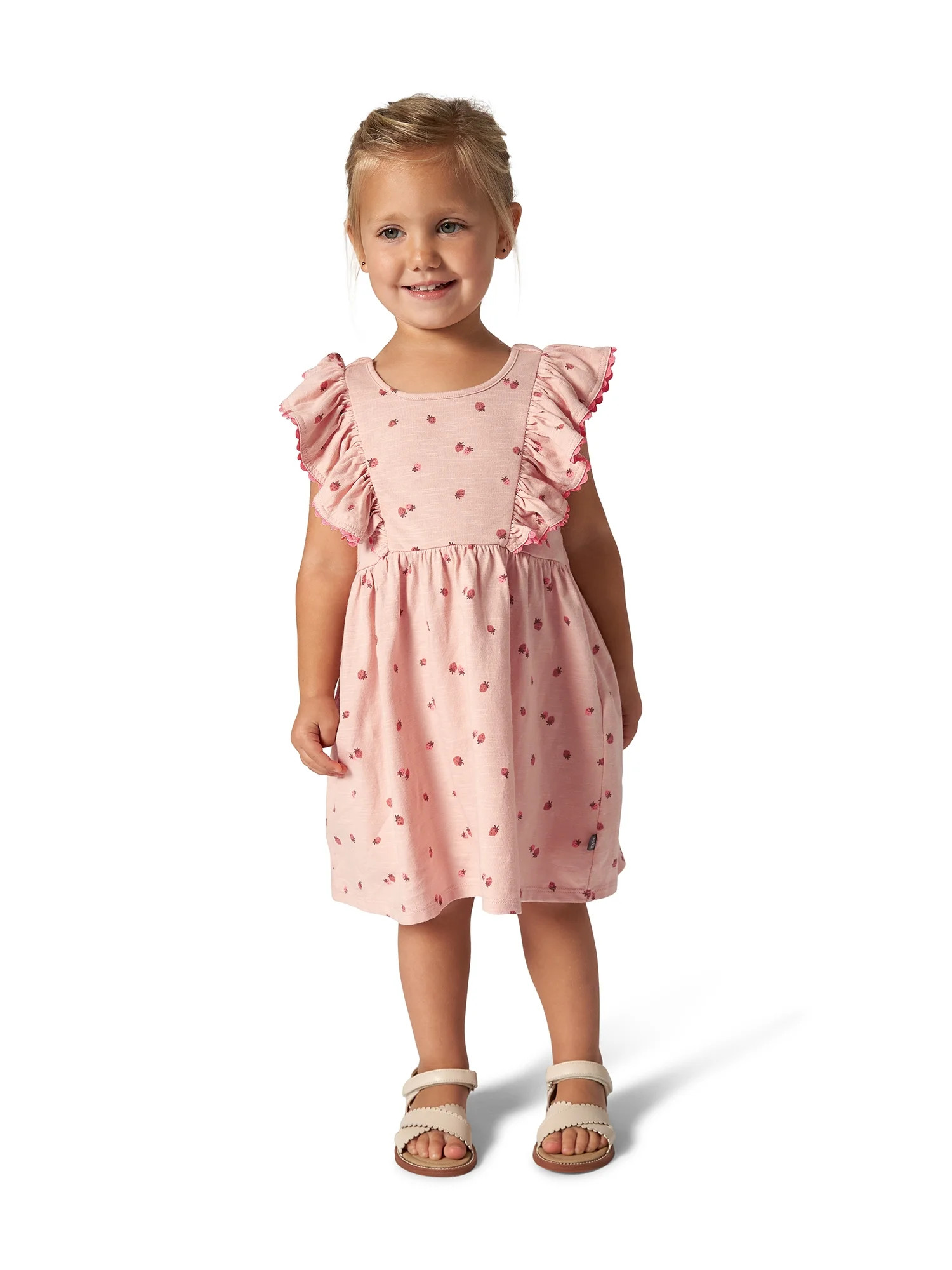 Modern Moments Toddler Girl Ruffle Sleeve Dress with RicRac Trim, Sizes 12M-5T | Walmart (US)