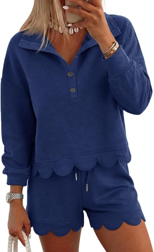 Fisoew Womens 2 Piece Sets Sweatsuits Fall Sweatshirt Shorts Sets Outfits | Amazon (US)