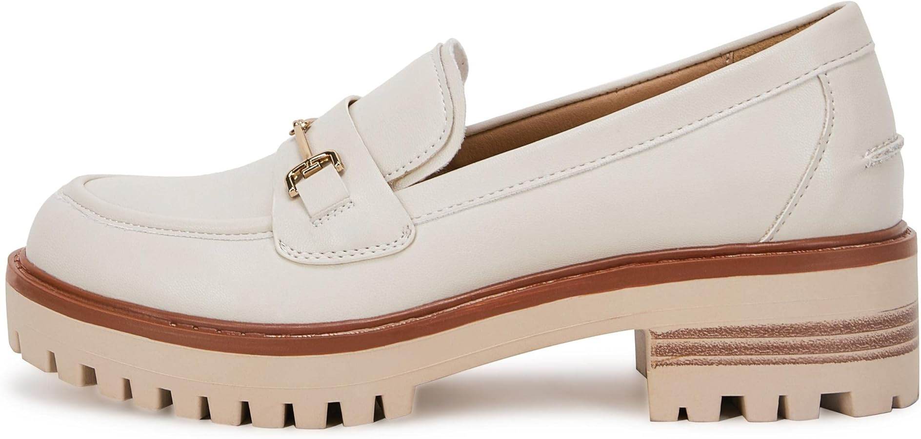 VETASTE Womens Lug Sole Platform Mid Chunky Heel Loafers Classic Round Toe Slip On Office Uniform... | Amazon (US)