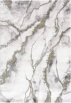 Abani Contemporary Grey & Metallic Gold Area Rug, Non-Shed Modern Rugs Marble Print 7'9" x 10'2" ... | Amazon (US)